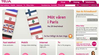 Telia.se privat skärmdump från 2007-03-22